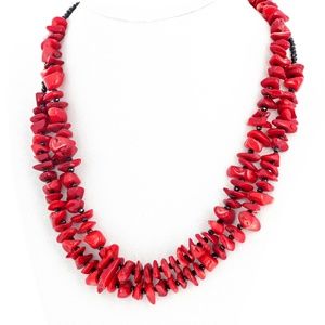 Unique Bamboo Coral and Black Spinel Necklace